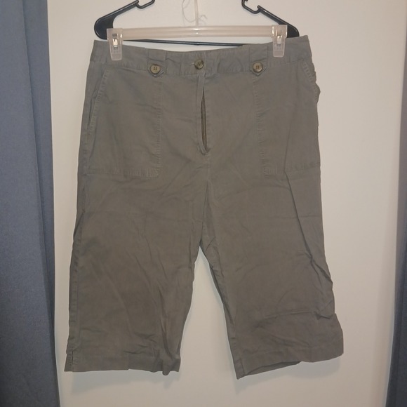 Pantology Pants - Pantology Womens 16W Olive Green Utility Bermuda Shorts Patch Pockets Casual